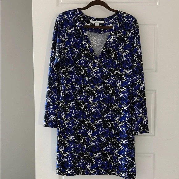 Diane Von Furstenberg Cotton/Silk Reina Mini A-line Dress w/long sleeves Sz-14 - Picture 3 of 11